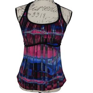 Nike |  Athletic Racerback Tank Built-In Bra Stripe Stretch | Size L